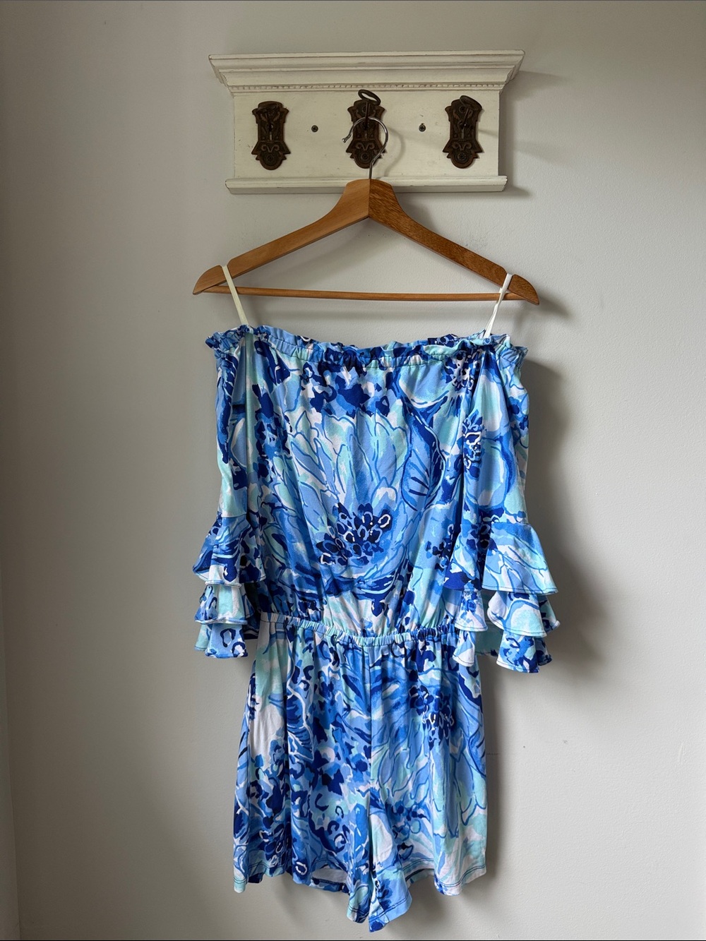 Lilly Pulitzer Blue Floral One-Shoulder Romper